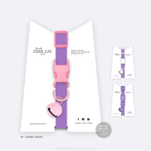 ปลอกคอแมวนิรภัย ยางยืด รุ่น Safe & Soft : เซตสีม่วง
